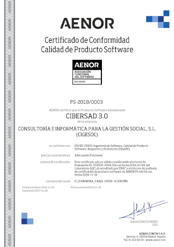 Certificado Adecuación Funcional CIBERSAD 3.0