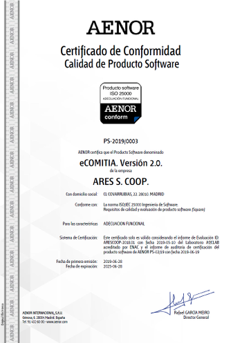 Functional Suitability certificate - eCOMITIA